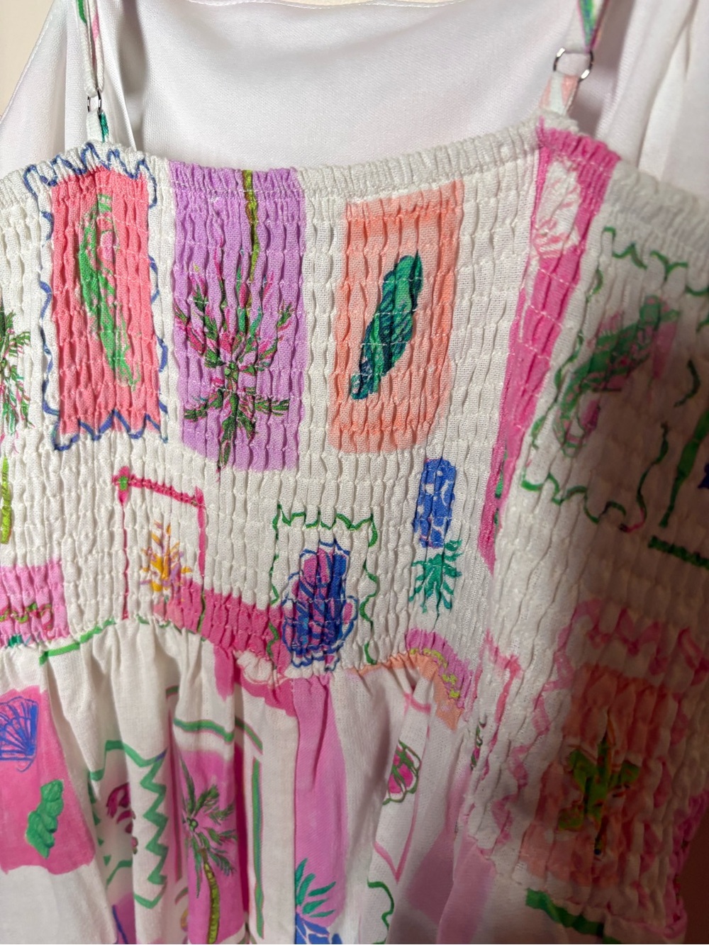 {NWT} She + Sky White Sundress with Pink, Green & Blue Print Medium - Picture 9 of 9